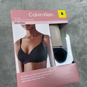 Calvin Klein 2-Pack Lightly Lined Wireless Bras S Microfiber  NWT 6470